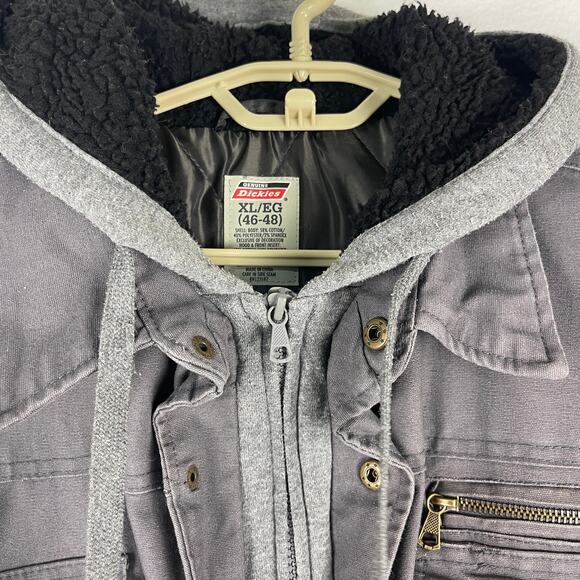 Dickies Water Repellent Duck Hooded Canvas Shirt Jacket Slate Grey Mens XL 46/48 - Picture 5 of 13